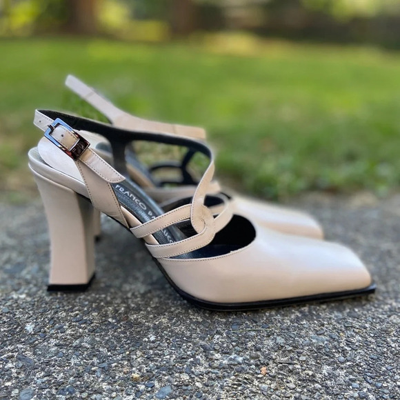 Franco Paolucci square toe leather strap heel Sz 35 - Picture 4 of 9